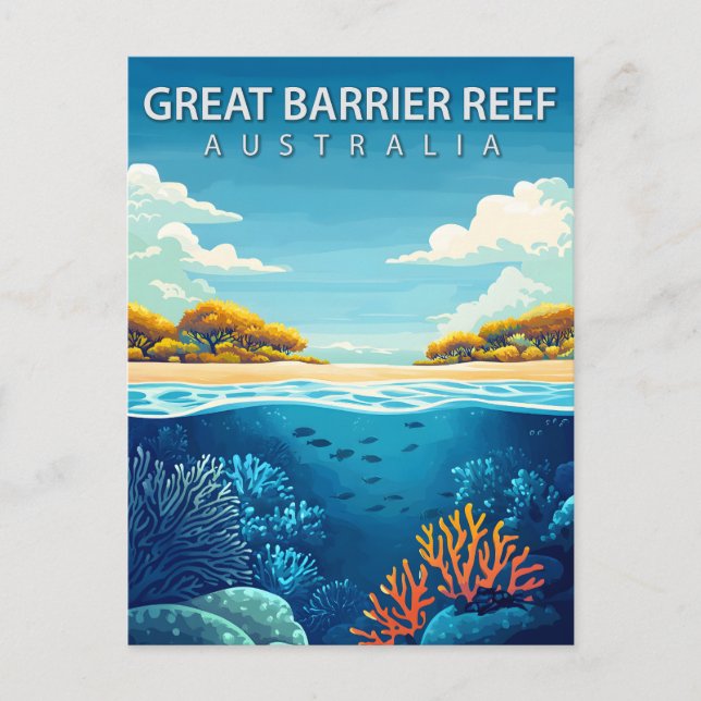 Great Barrier Reef Australia Travel Vykort (Framsida)