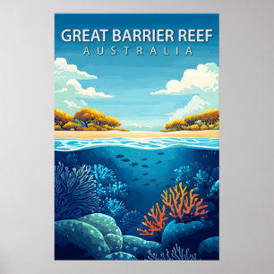 Great Barrier Reef Australien Korallhavet Resa Poster