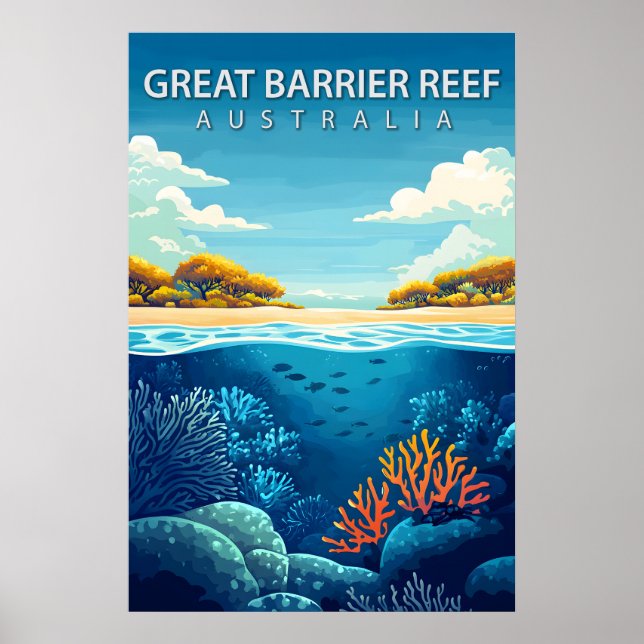 Great Barrier Reef Australien Korallhavet Resa Poster (Framsidan)