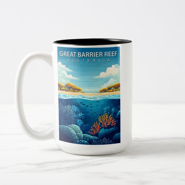 Great Barrier Reef Australien Retro Resemålningaff Två-Tonad Mugg (Vänster)
