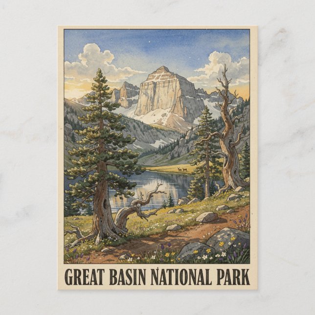 Great Basin National Park Nevada Akvarell Vykort (Framsida)