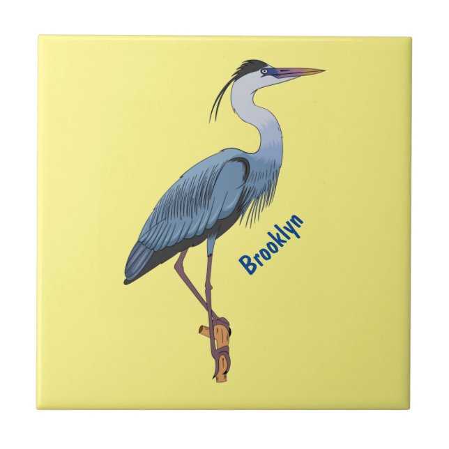 Great blue heron cartoon illustration  kakelplatta (Framsidan)