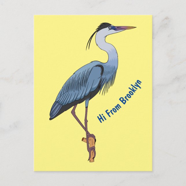 Great blue heron cartoon illustration  vykort (Framsida)