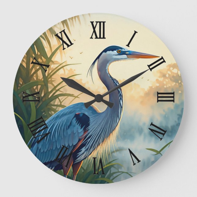 Great Blue Heron Everglades National Park Morning Stor Klocka (Framsida)