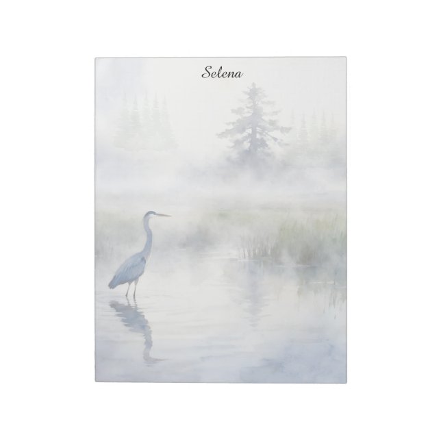 Great Blue Heron in a Salt Marsh Notepad Anteckningsblock (Roterad)
