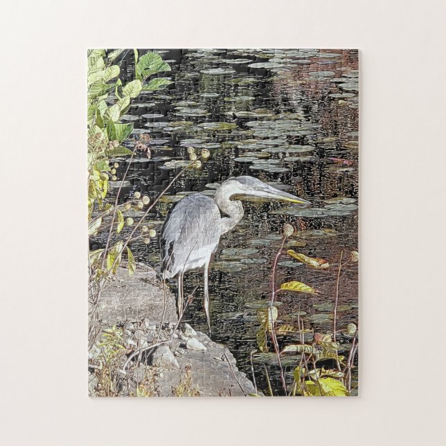 Great Blue Heron Stretched Canvas Print Pussel (Vertikal)