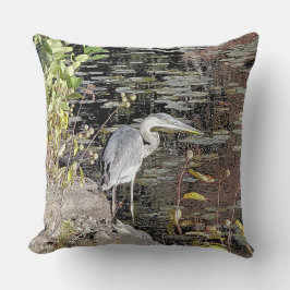 Great Blue Heron Throw Pillow Kudde