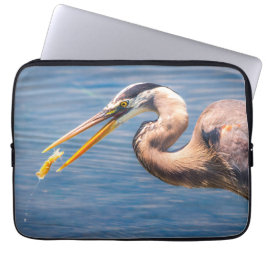 Great Blue Heron Wildlife Photography Art Print Laptop Fodral