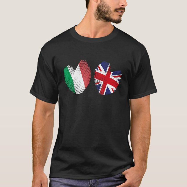 Great Britain Italy Heart UK Flag Italian Flag Gru T Shirt (Framsida)