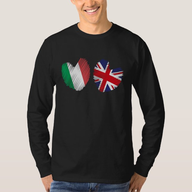 Great Britain Italy Heart UK Flag Italian Flag Gru T Shirt (Framsida)