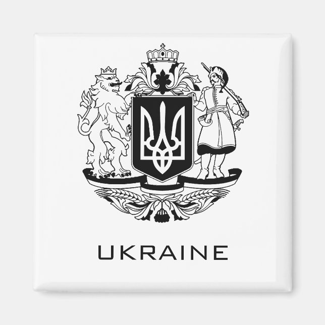 Great Coat of Arms of Ukraine Monochrome Fine Art Magnet (Framsidan)