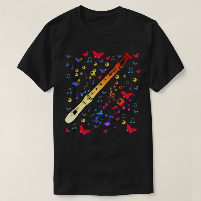 Great Colored Flute Motif Gift Musical Instrument  T Shirt (Design framsida)