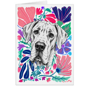 Great Dane abstrakt blomsterinbjudan OBS Kort