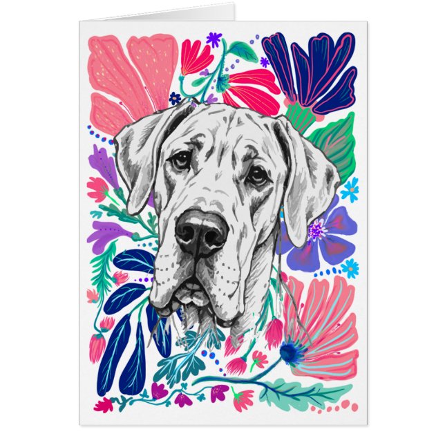 Great Dane abstrakt blomsterinbjudan  OBS Kort (Framsidan)