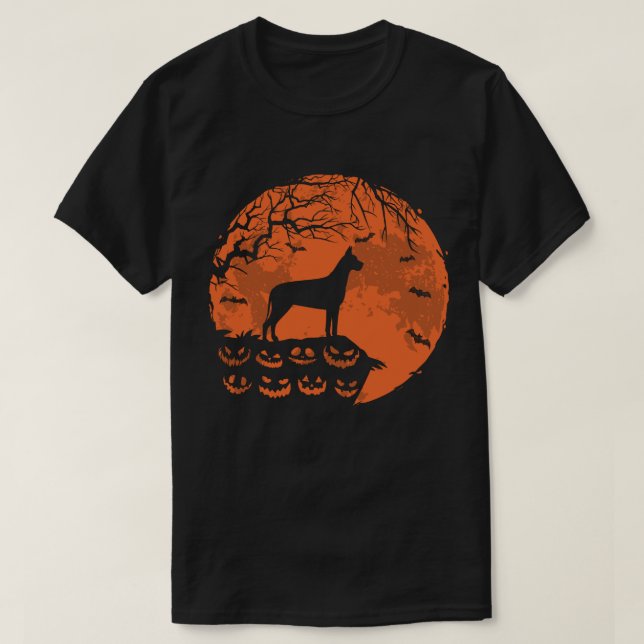 Great Dane And Moon Halloween Dog Lover Gift T Shirt (Design framsida)