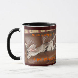 Great dane Ate för mycket Halloween Candy Mugg
