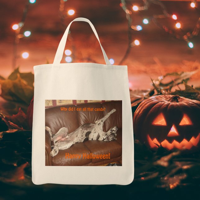 Great dane Ate för mycket Halloween Candy Tygkasse (Great Dane Ate Too Much Halloween Candy Tote Bag)