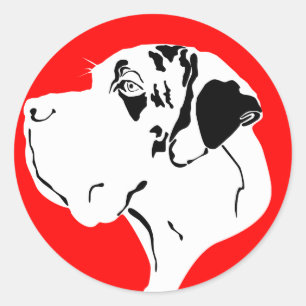 Great Dane Big Head marmorerad Runt Klistermärke