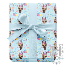 Great Dane Birthday Gift Wrapping Paper Blue Presentpapper