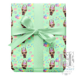 Great Dane Birthday Gift Wrapping Paper Green Presentpapper