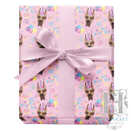 Great Dane Birthday Gift Wrapping Paper Pink Presentpapper