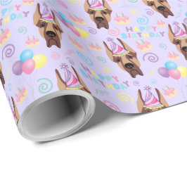 Great Dane Birthday Gift Wrapping Paper Purple Presentpapper