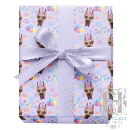 Great Dane Birthday Gift Wrapping Paper Purple Presentpapper