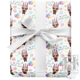 Great Dane Birthday Gift Wrapping Paper White Presentpapper