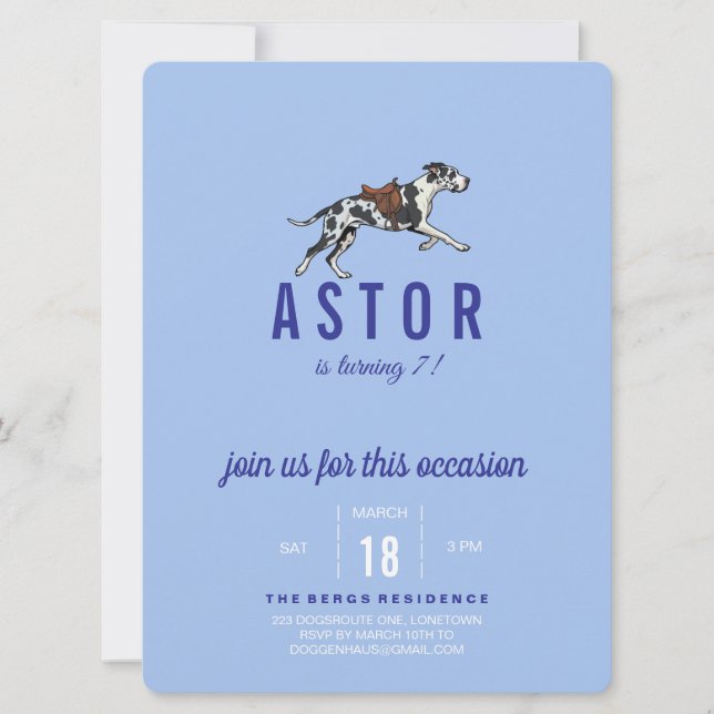 Great Dane Birthday Invitation with Photo Inbjudningar (Framsida)