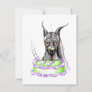 Great dane Black Birthday Cake Ansikte Inbjudningar