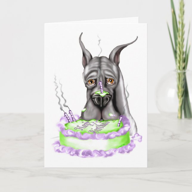 Great dane Black Birthday Cake Ansikte Kort (Framsida)
