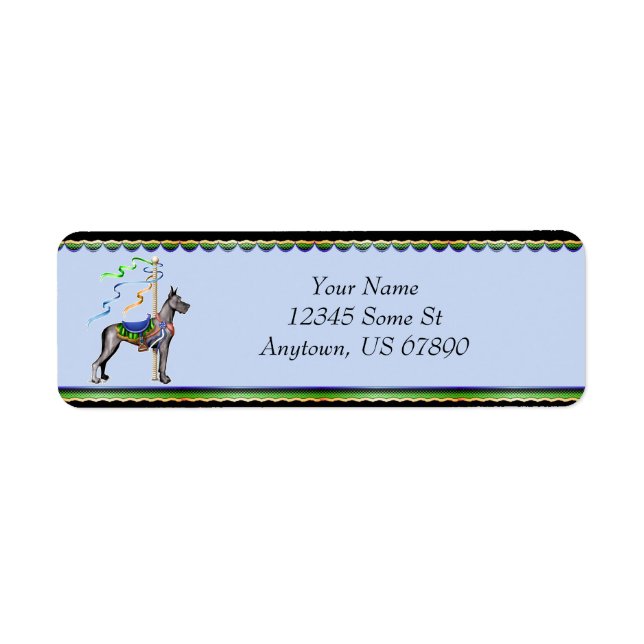 Great dane Black Carousel Labels Returadress Etikett (Framsidan)