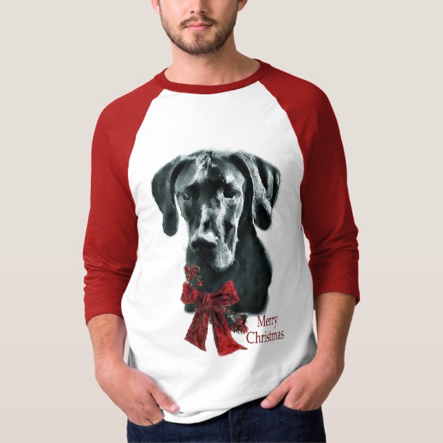 Great dane Black-julklappar T Shirt (Framsida)