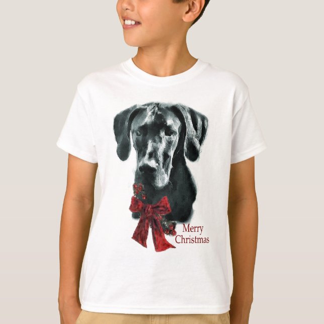 Great dane Black-julklappar Tee Shirt (Framsida)