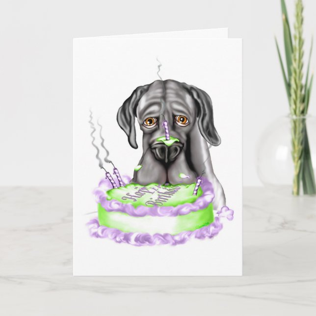 Great dane Black UC Birthday Cake Kort (Framsida)