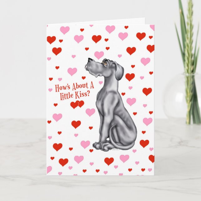 Great dane Black UC Valentine's Day Kiss Helgkort (Framsida)