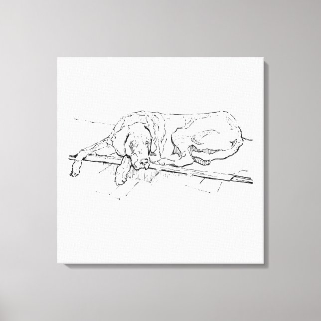 Great Dane bläck väggkonst  Minimalistisk  Linjedr Canvastryck (Framsida)