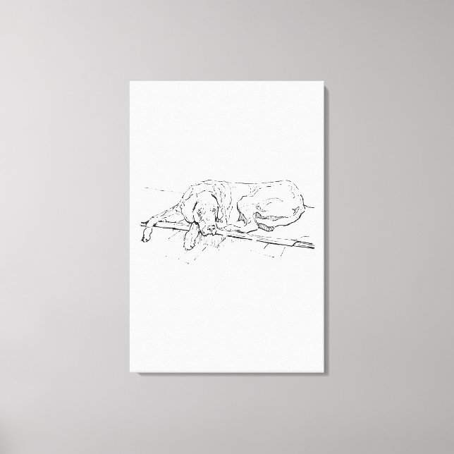 Great Dane bläck väggkonst  Minimalistisk  Linjedr Canvastryck (Framsida)