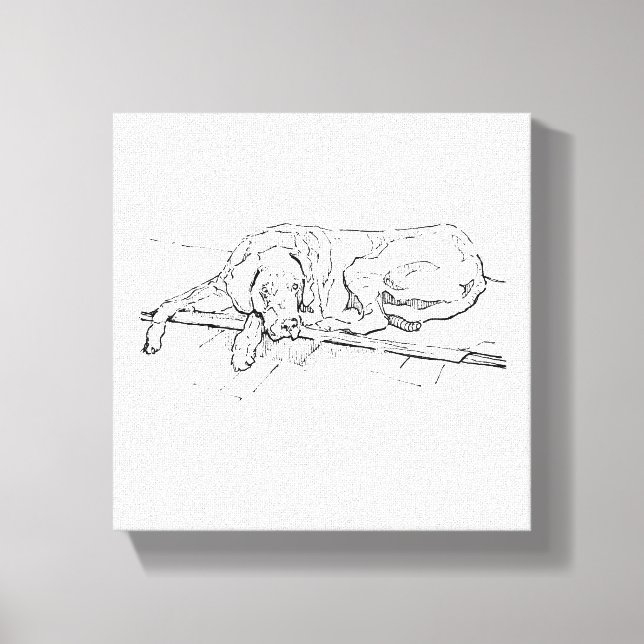 Great Dane bläck väggkonst  Minimalistisk  Linjedr Canvastryck (Framsida)
