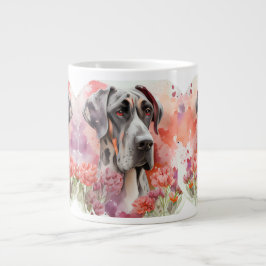 Great Dane & Blommig Akvarell Jumbo Mugg