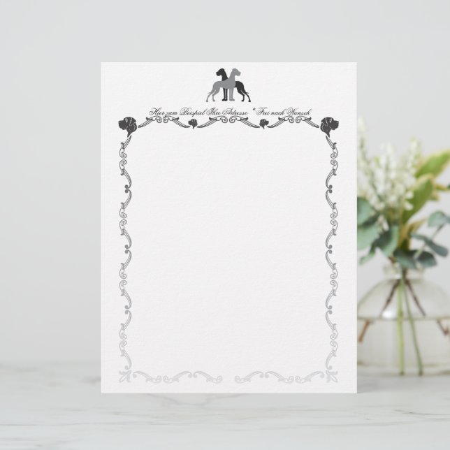 Great dane Blommigt Gräns (Stående Fram)