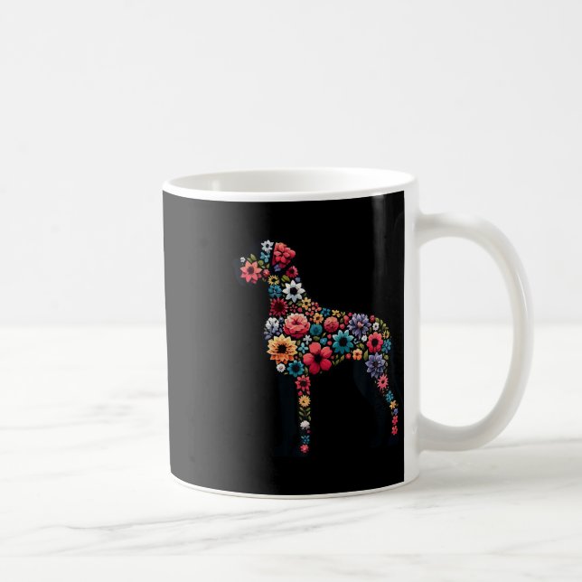 Great dane Blommigt Silhouette Hund Great dane Äls Kaffemugg (Höger)