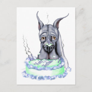great dane Blue Birthday Cake Ansikte Vykort