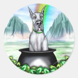 Great dane Blue Pot O Guld Runt Klistermärke