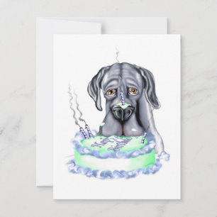 Great dane Blue UC Birthday Cake Ansikte Inbjudningar