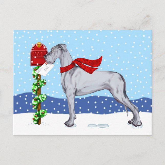 Great dane Blue UC för julpost Helg Vykort (Framsida)