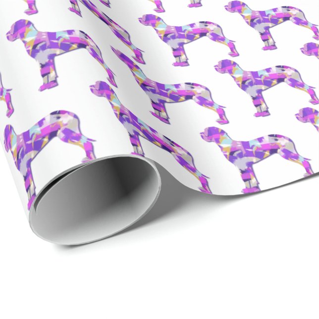 Great dane Breed Hund Silhouette Colorful Lila W Presentpapper (Rullad Hörn)