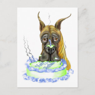 great dane Brindle Birthday Cake Vykort