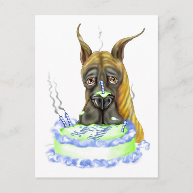 Great dane Brindle Birthday Cake Vykort (Framsida)