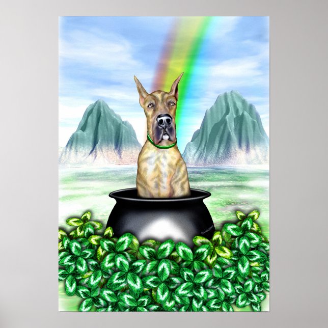 Great dane Brindle Pot O Guld Poster (Framsidan)